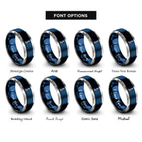 font options for inside engraving on blue & gray bunsen burner rings