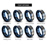 font options for inside engraving on blue & silver bunsen burner rings