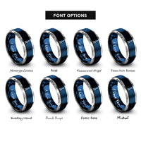font options for inside engraving on blue & grey bunsen burner rings