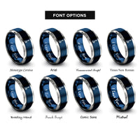 font options for inside engraving on blue & gray bunsen burner rings