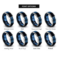 font options for inside engraving on blue & grey bunsen burner rings