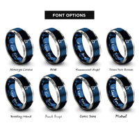 font options for inside engraving on blue & silver bunsen burner rings
