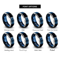 font options for inside engraving on blue & gray buoy rings