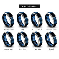 font options for inside engraving on blue & silver buoy rings