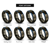 font options for inside engraving on gunmetal & blue buoy rings