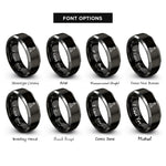 font options for inside engraving on black & grey buoy marker rings