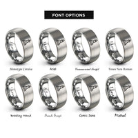 font options for inside engraving on silver buoy marker rings