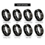 font options for inside engraving on black & gray buoy wave rings