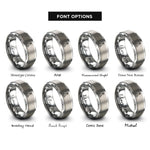 font options for inside engraving on grey buoy wave rings