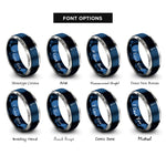 font options for inside engraving on blue & silver burette rings