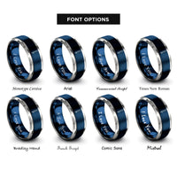 font options for inside engraving on blue & silver burette rings