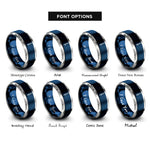 font options for inside engraving on blue & grey burette rings