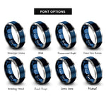 font options for inside engraving on blue & grey burette clamp rings