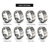 font options for inside engraving on gray burette clamp rings