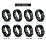 font options for inside engraving on gunmetal & blue burette clamp rings