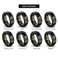 font options for inside engraving on gunmetal & blue burette clamp rings
