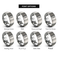 font options for inside engraving on silver burette rings