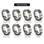 font options for inside engraving on gray burette rings