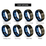 font options for inside engraving on gunmetal & blue burette rings