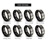 font options for inside engraving on black & grey burgee triangle anchor rings