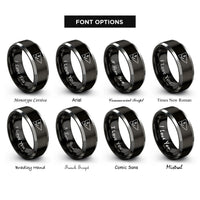 font options for inside engraving on black & gray burgee triangle anchor rings