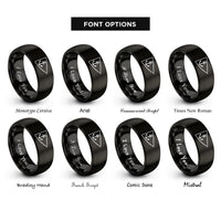 font options for inside engraving on black burgee triangle anchor rings
