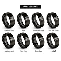font options for inside engraving on black burger clamshell rings