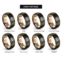 font options for inside engraving on gunmetal & rose gold burger rings