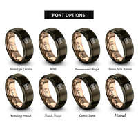 font options for inside engraving on gunmetal & rose gold burger rings