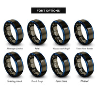 font options for inside engraving on gunmetal & blue burj al arab rings