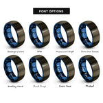 font options for inside engraving on gunmetal & blue burj khalifa rings