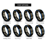 font options for inside engraving on gunmetal & blue burj khalifa rings