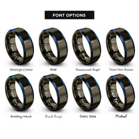 font options for inside engraving on gunmetal & blue burj khalifa rings