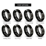font options for inside engraving on black & silver burnout smoke rings