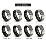 font options for inside engraving on black & gray burnout tire track rings