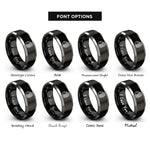 font options for inside engraving on black & grey burnout tire track rings