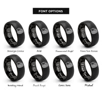 font options for inside engraving on black burnout tire track rings