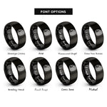 font options for inside engraving on black burnout tire track rings