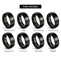 font options for inside engraving on black burnout tire track rings