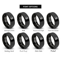 font options for inside engraving on black burnout tire track rings