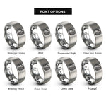font options for inside engraving on grey burnout tire track rings