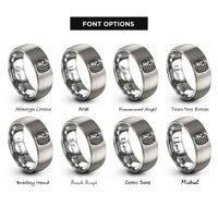 font options for inside engraving on grey burnout tire track rings