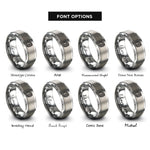 font options for inside engraving on gray burnout tire track rings