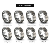 font options for inside engraving on gray burnout tire track rings
