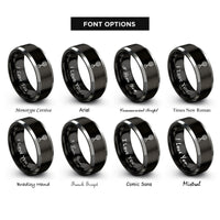 font options for inside engraving on black & gray bus stop sign rings