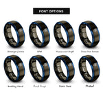 font options for inside engraving on gunmetal & blue bus stop sign rings