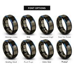 font options for inside engraving on gunmetal & blue bus stop sign rings