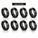 font options for inside engraving on black & silver bushido kanji circle rings