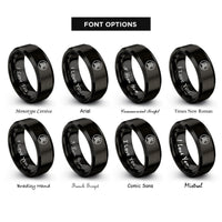 font options for inside engraving on black bushido kanji circle rings