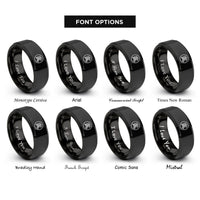 font options for inside engraving on black bushido kanji circle rings